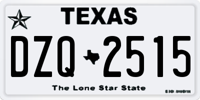 TX license plate DZQ2515
