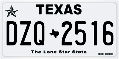 TX license plate DZQ2516