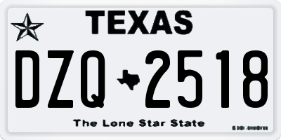 TX license plate DZQ2518