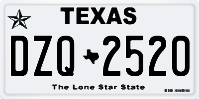 TX license plate DZQ2520