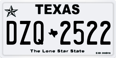 TX license plate DZQ2522