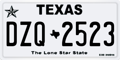 TX license plate DZQ2523