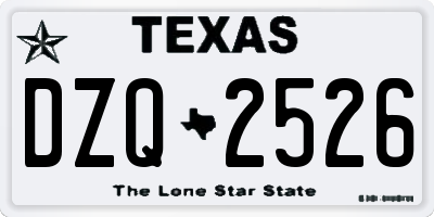 TX license plate DZQ2526