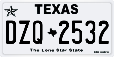 TX license plate DZQ2532