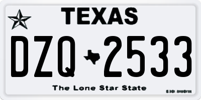 TX license plate DZQ2533