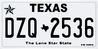 TX license plate DZQ2536