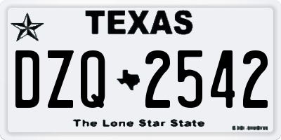 TX license plate DZQ2542
