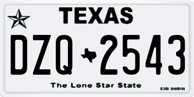 TX license plate DZQ2543