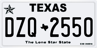 TX license plate DZQ2550