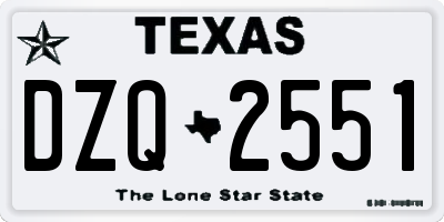 TX license plate DZQ2551