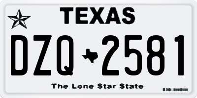TX license plate DZQ2581