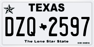 TX license plate DZQ2597