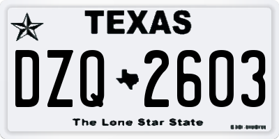 TX license plate DZQ2603
