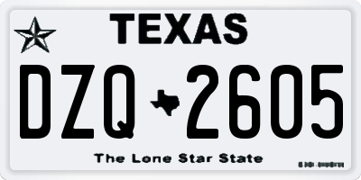 TX license plate DZQ2605