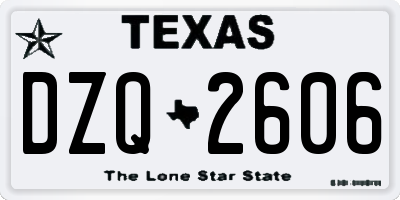 TX license plate DZQ2606
