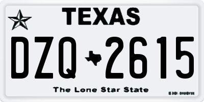 TX license plate DZQ2615