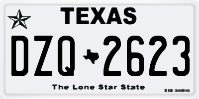 TX license plate DZQ2623