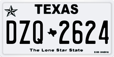 TX license plate DZQ2624