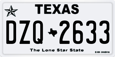 TX license plate DZQ2633
