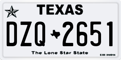 TX license plate DZQ2651