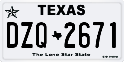 TX license plate DZQ2671
