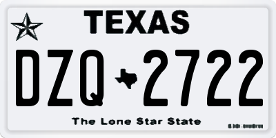 TX license plate DZQ2722