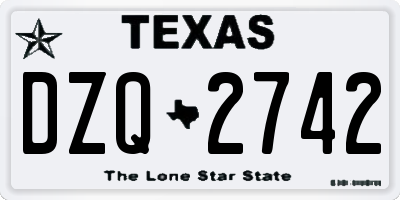 TX license plate DZQ2742