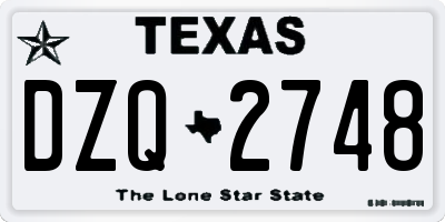 TX license plate DZQ2748