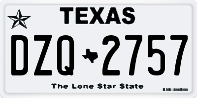 TX license plate DZQ2757