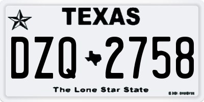 TX license plate DZQ2758