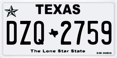 TX license plate DZQ2759