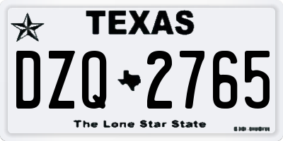 TX license plate DZQ2765