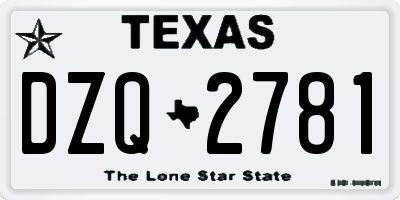 TX license plate DZQ2781