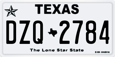 TX license plate DZQ2784