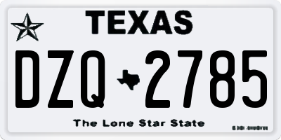 TX license plate DZQ2785