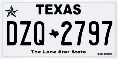 TX license plate DZQ2797