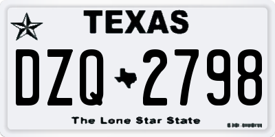 TX license plate DZQ2798