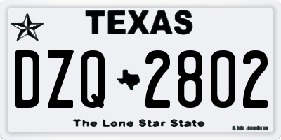 TX license plate DZQ2802