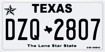 TX license plate DZQ2807