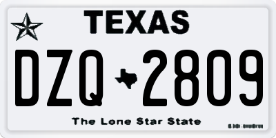 TX license plate DZQ2809
