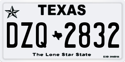 TX license plate DZQ2832