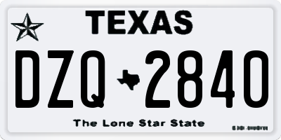 TX license plate DZQ2840