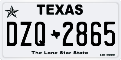 TX license plate DZQ2865