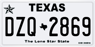 TX license plate DZQ2869