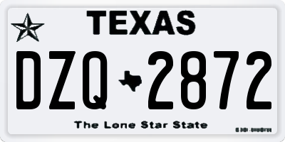 TX license plate DZQ2872