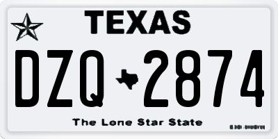 TX license plate DZQ2874