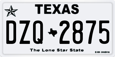 TX license plate DZQ2875