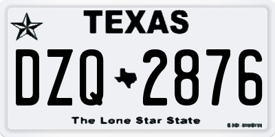 TX license plate DZQ2876