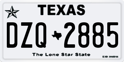 TX license plate DZQ2885