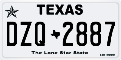 TX license plate DZQ2887